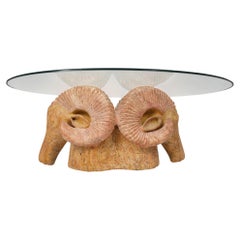 Ceramic Horn Heads Coffee Table Italy 1970s
