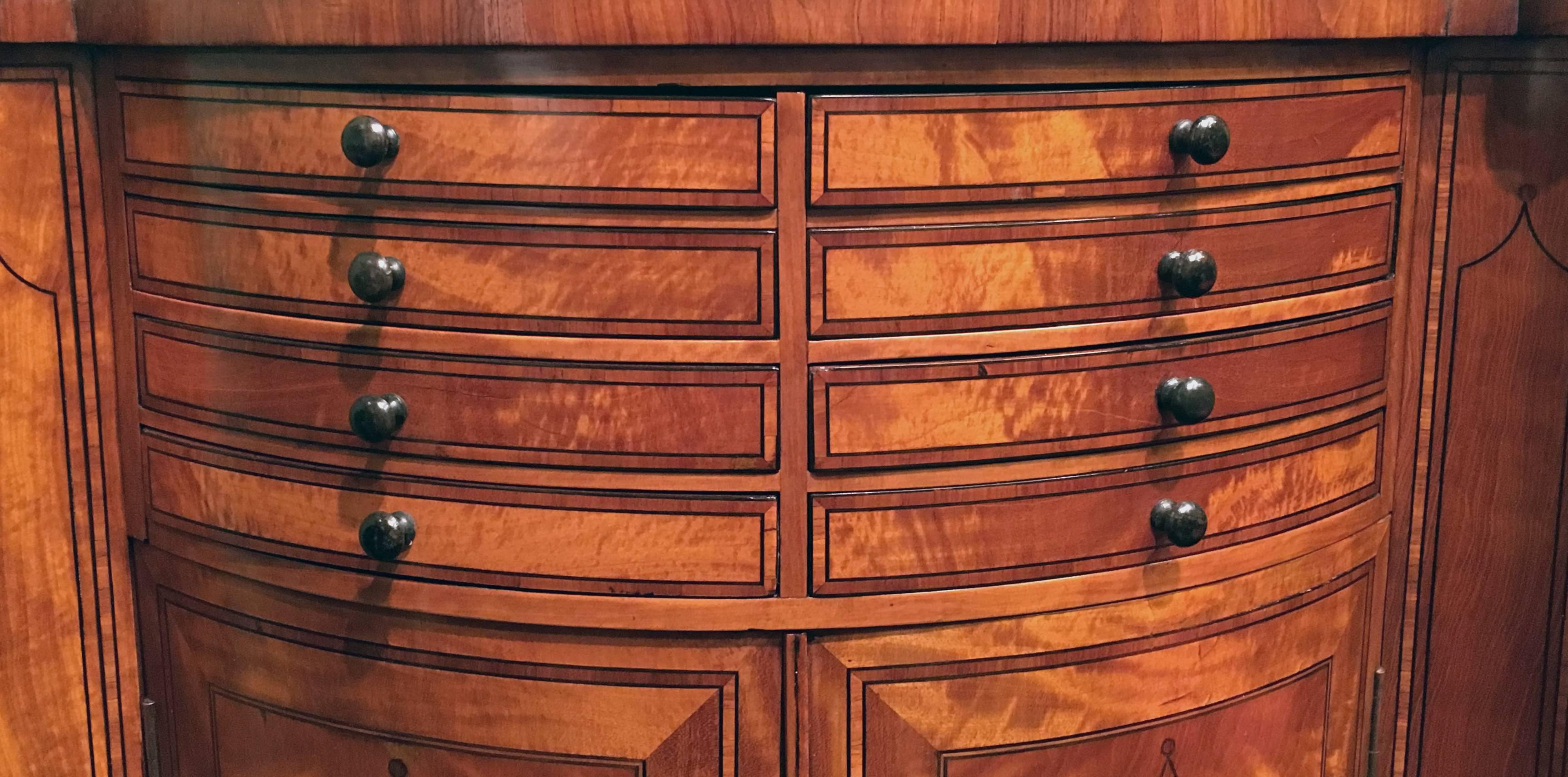 Late George III Ebony, Inlaid Satinwood Side Cabinet In Excellent Condition For Sale In New York, NY