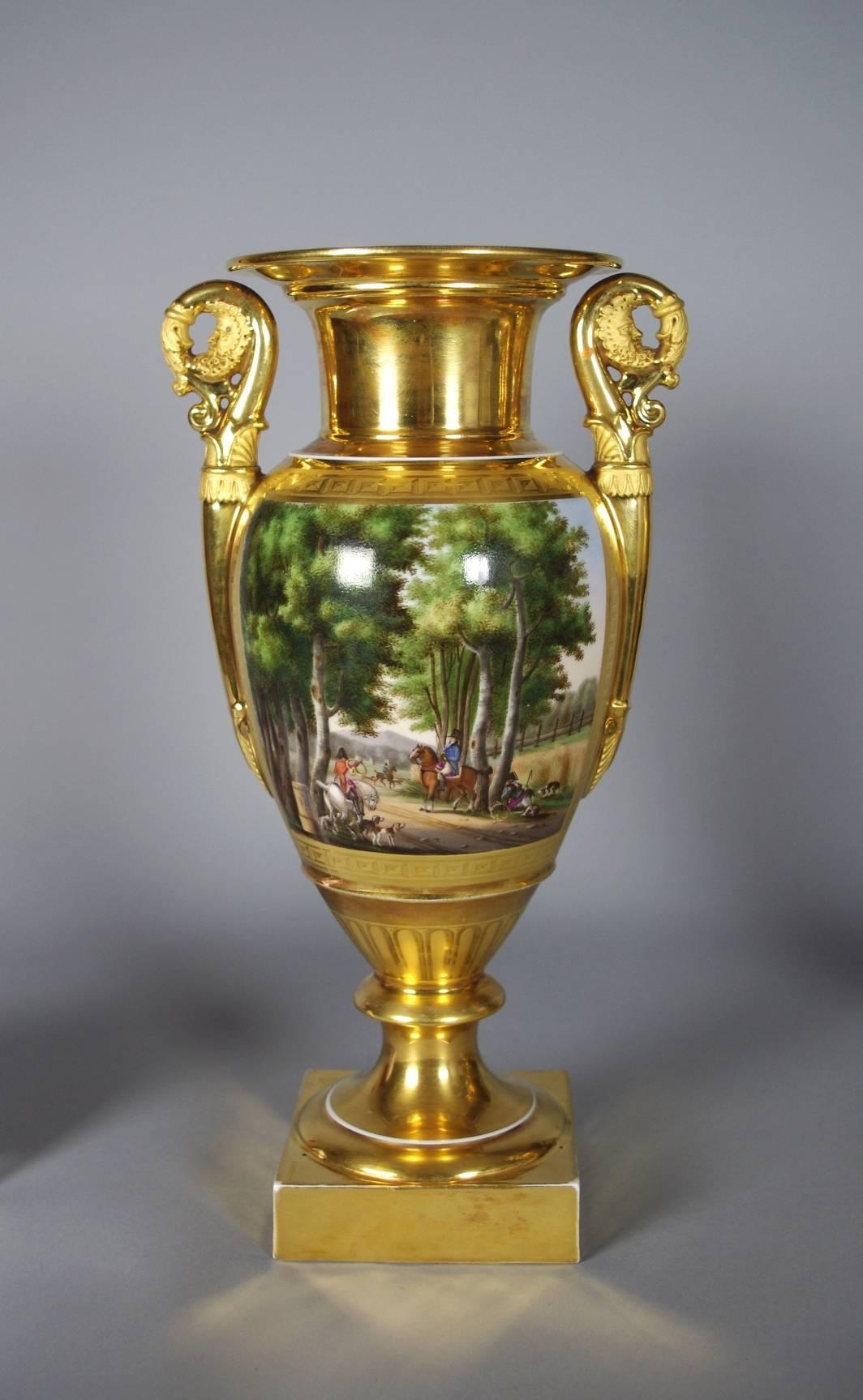 Charles X Fine Pair of Old Paris Porcelain Vases