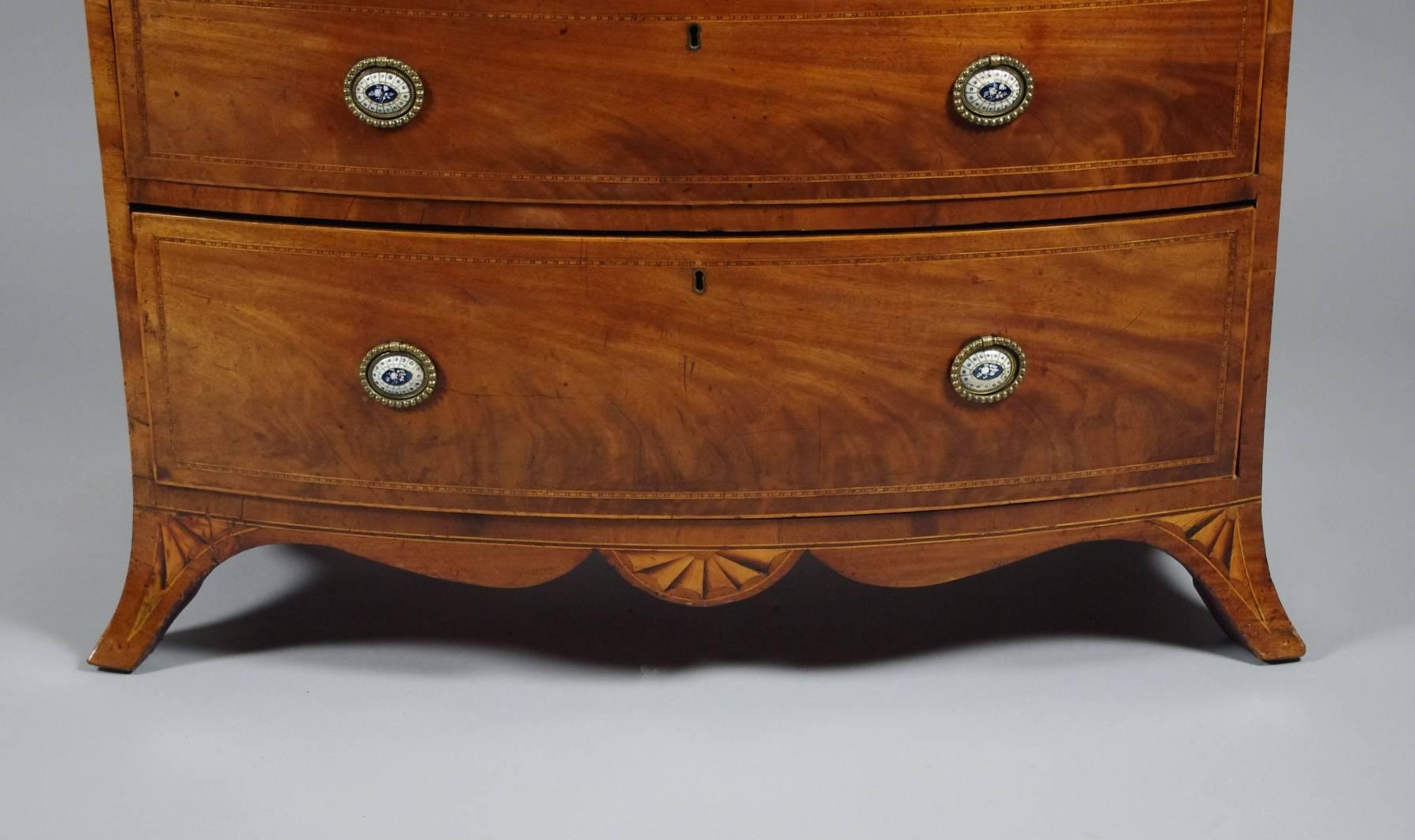 George III Mahogany Bow Front Chest of Drawers 1