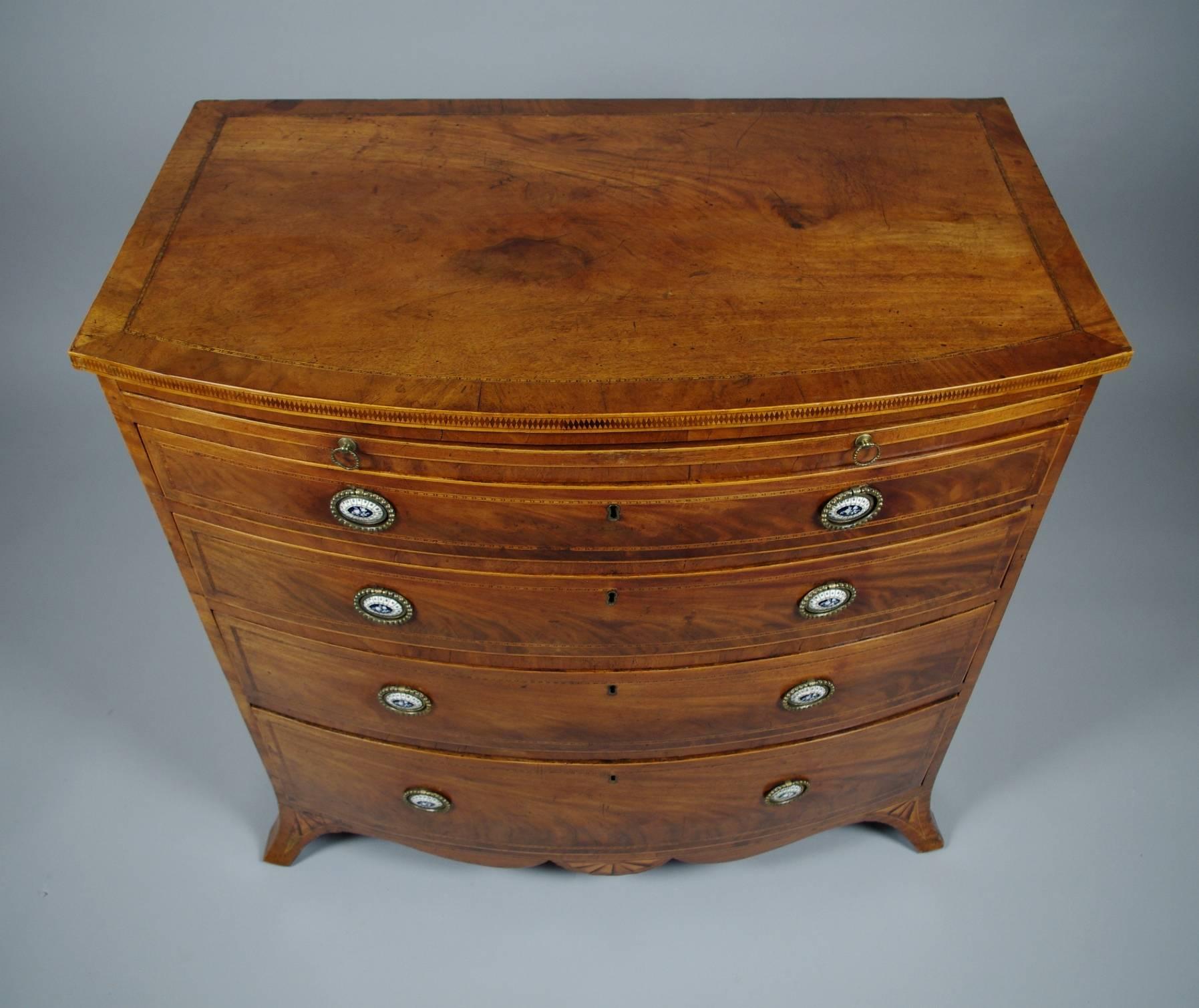 English George III Mahogany Bow Front Chest of Drawers