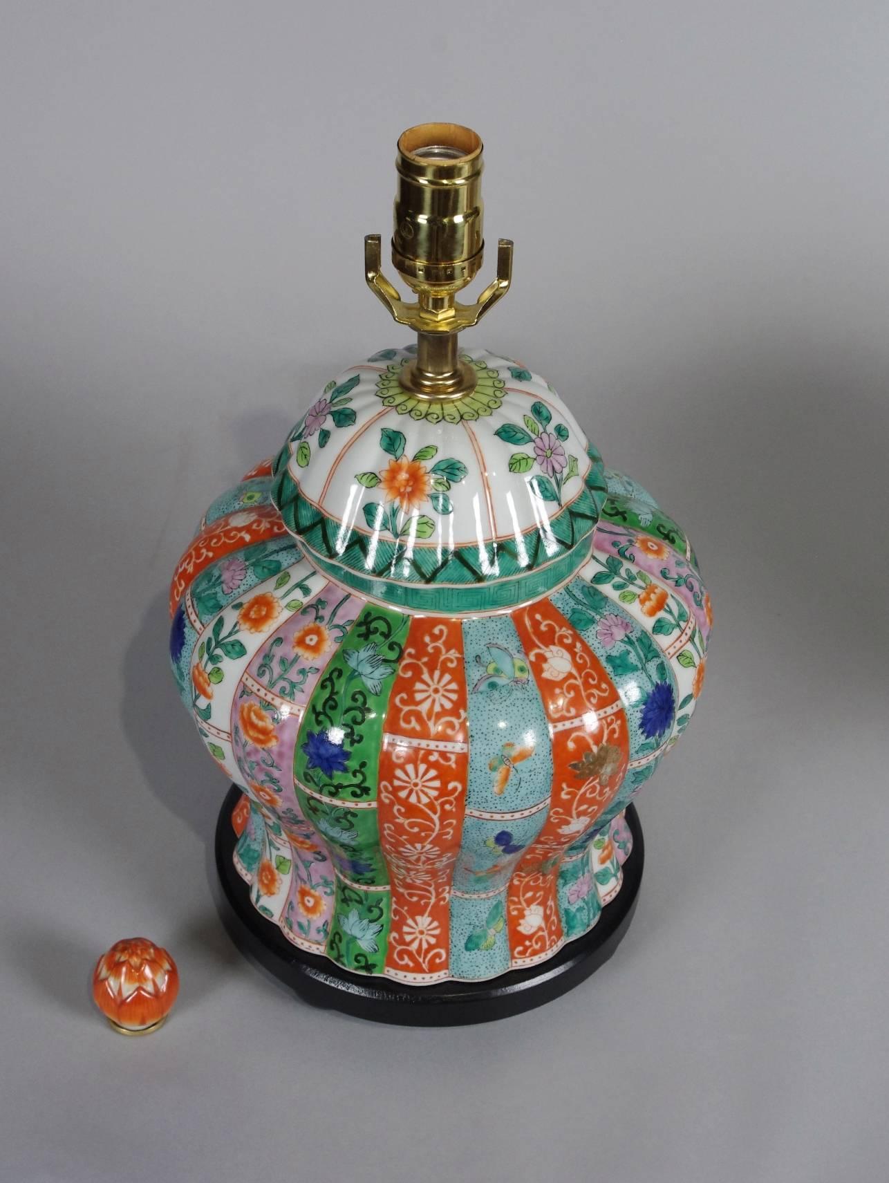 Porcelain Pair of Chinese Ginger Jars Mounted as Lamps