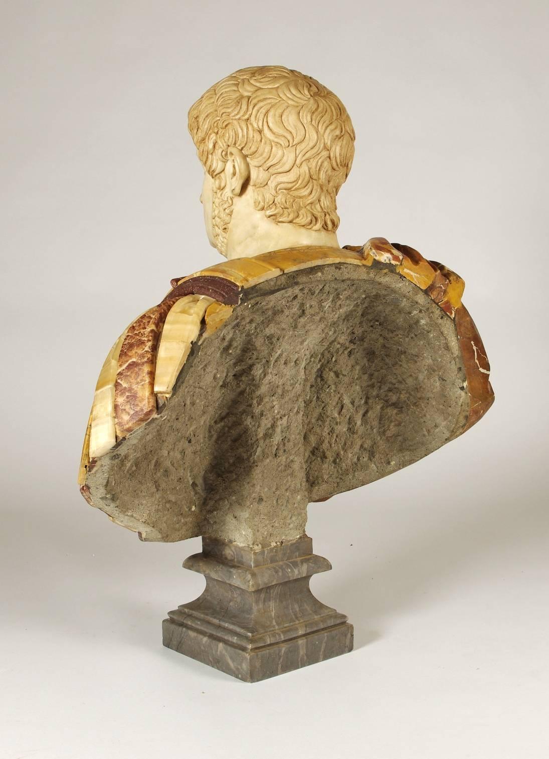 Marble and Porphyry Bust of Emperor Nero In Excellent Condition In St. Louis, MO
