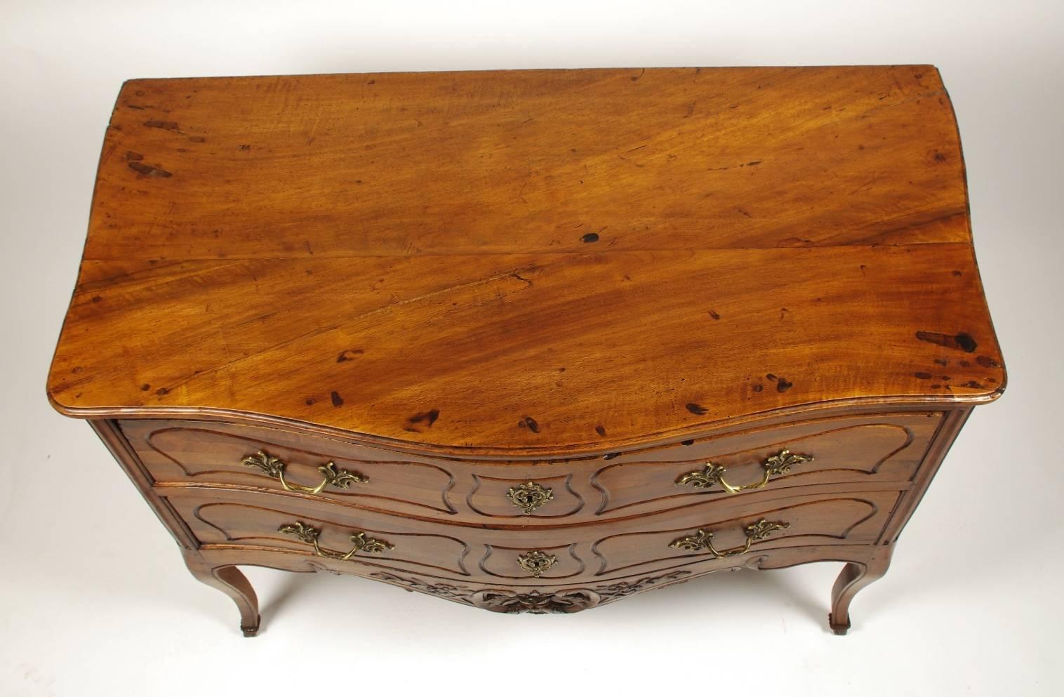Louis XV Walnut Serpentine Chest of Two Drawers 1