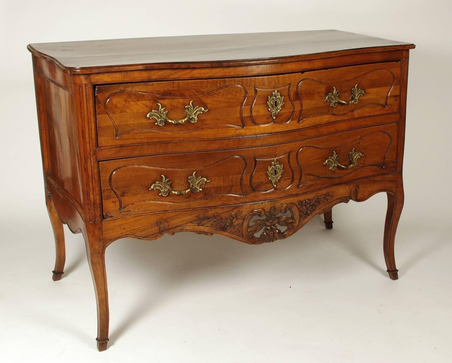Louis XV Walnut Serpentine Chest of Two Drawers 2
