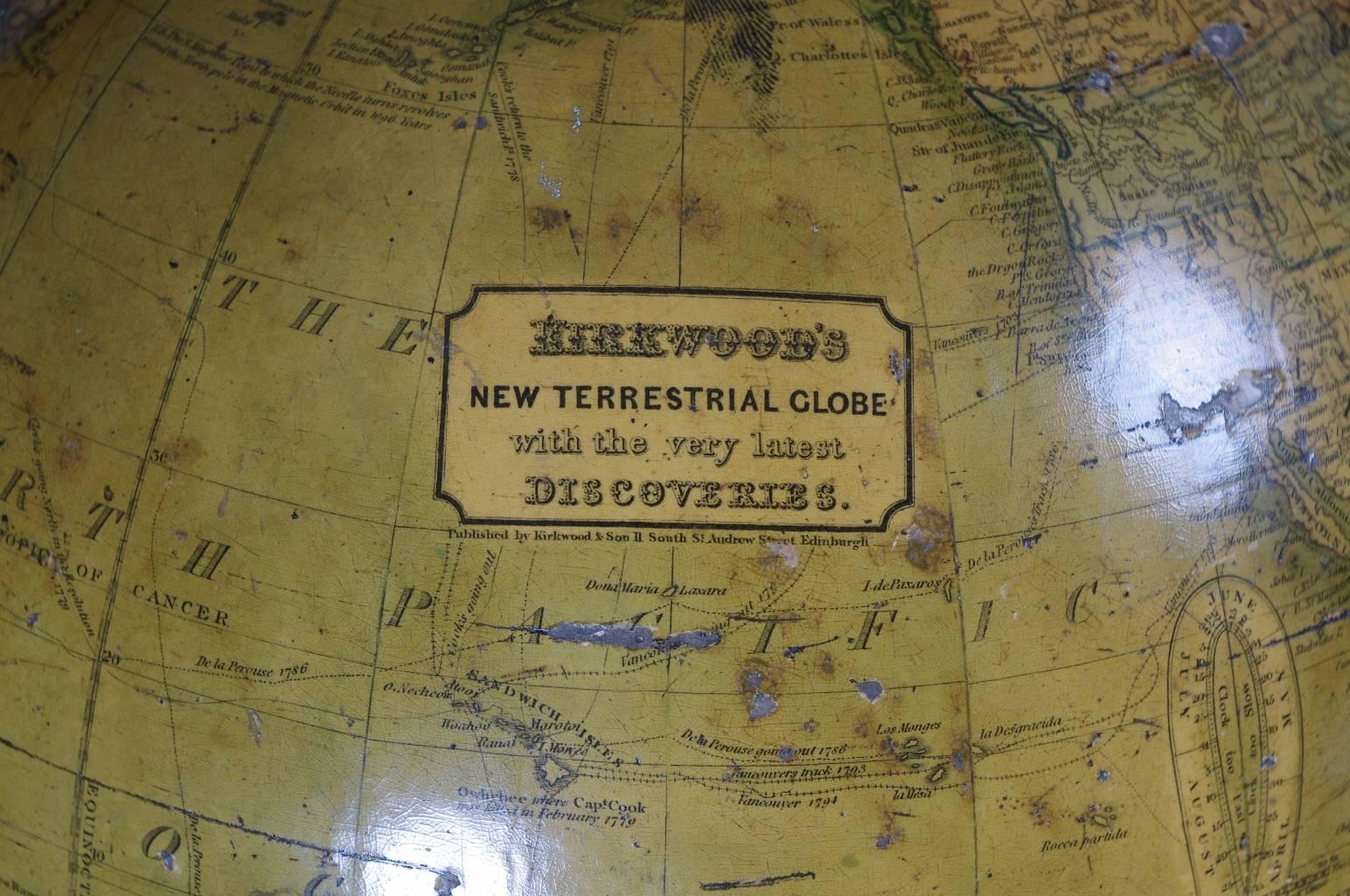 19th Century Terrestrial Library Globe by Kirkwood