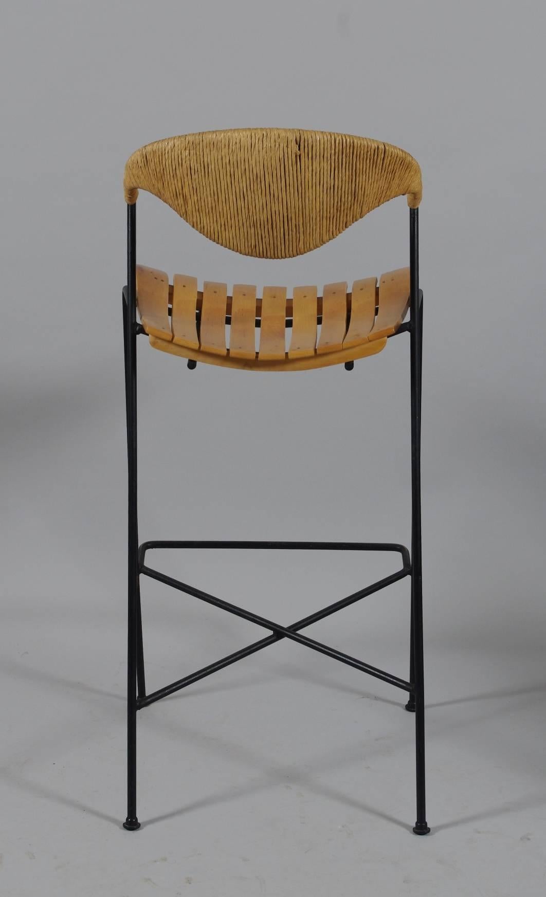 Set of Three Arthur Umanoff Bar Stools In Excellent Condition In St. Louis, MO