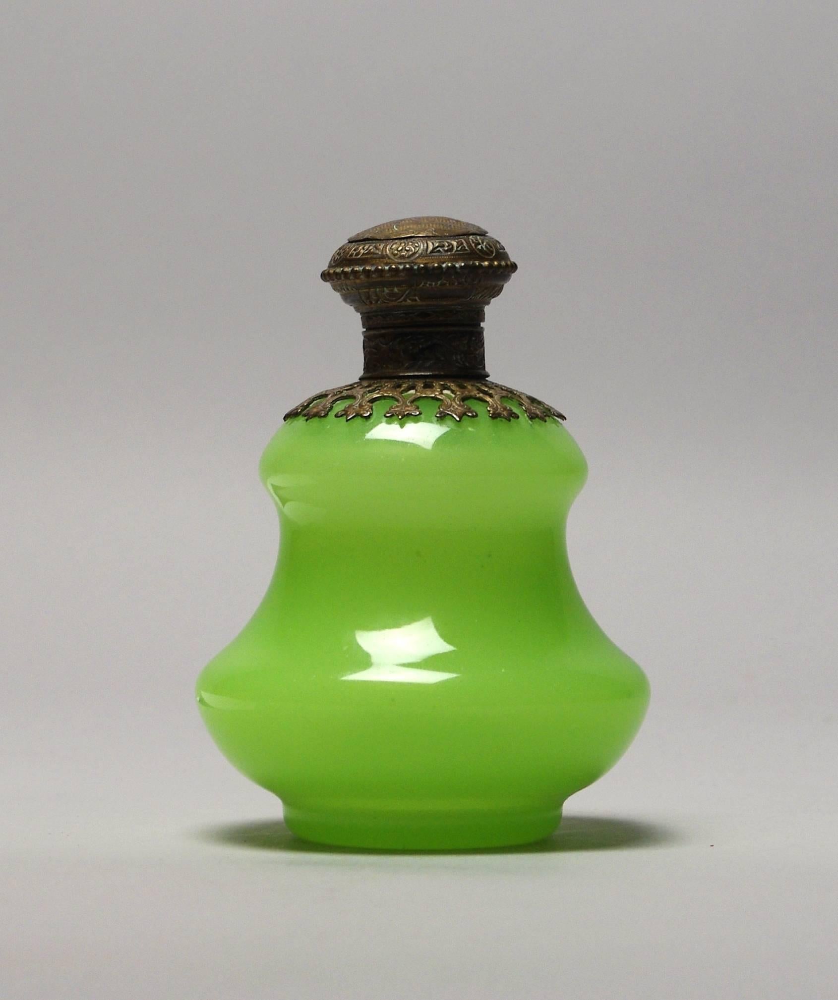 French Green Opaline Perfume Bottle