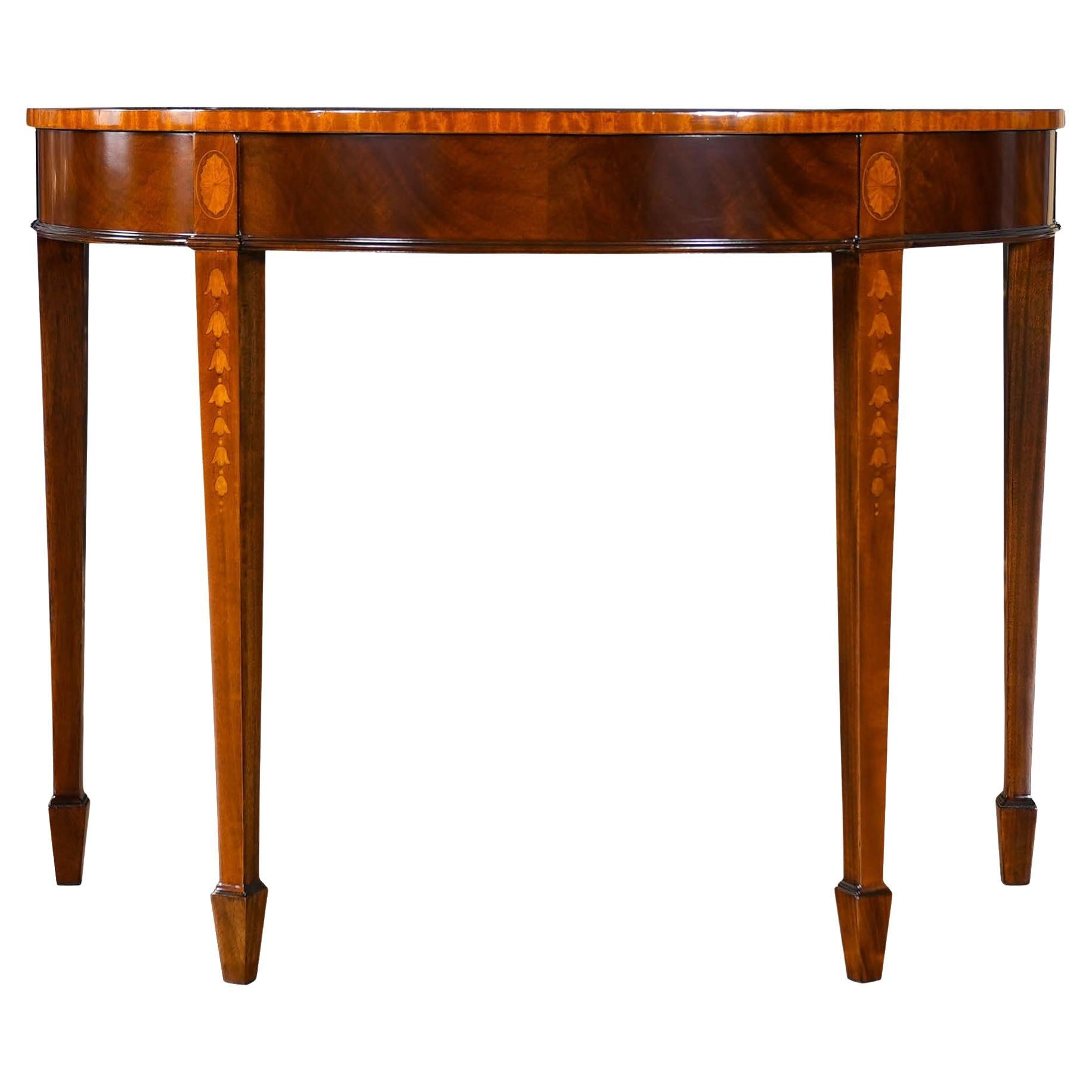 Consola de caoba con incrustaciones Sunburst