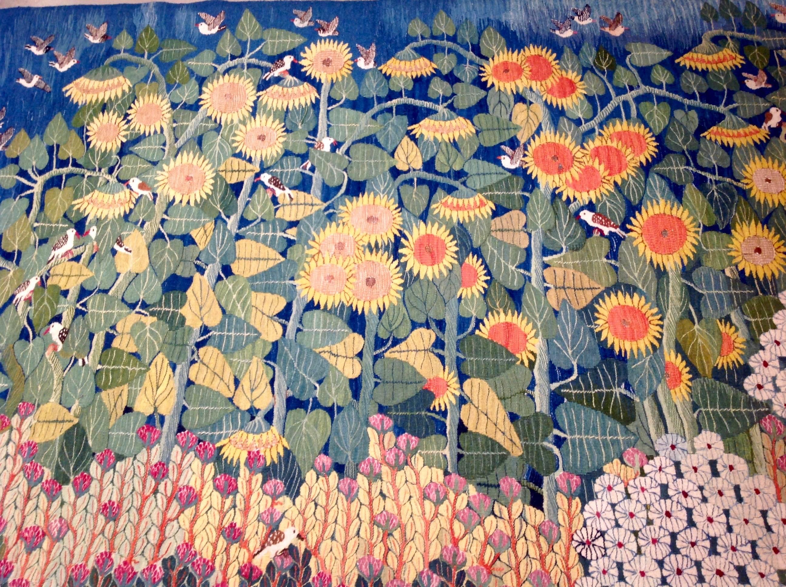 Egyptian Modern Handwoven Sunflower Tapestry