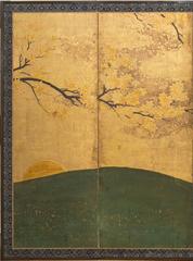 Japanese Screen: Sun and Moon Landscapes