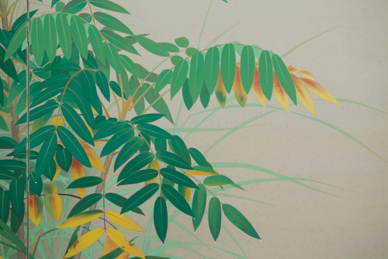 Mid-20th Century Japanese Two Panel Screen:  Edge of the Forest