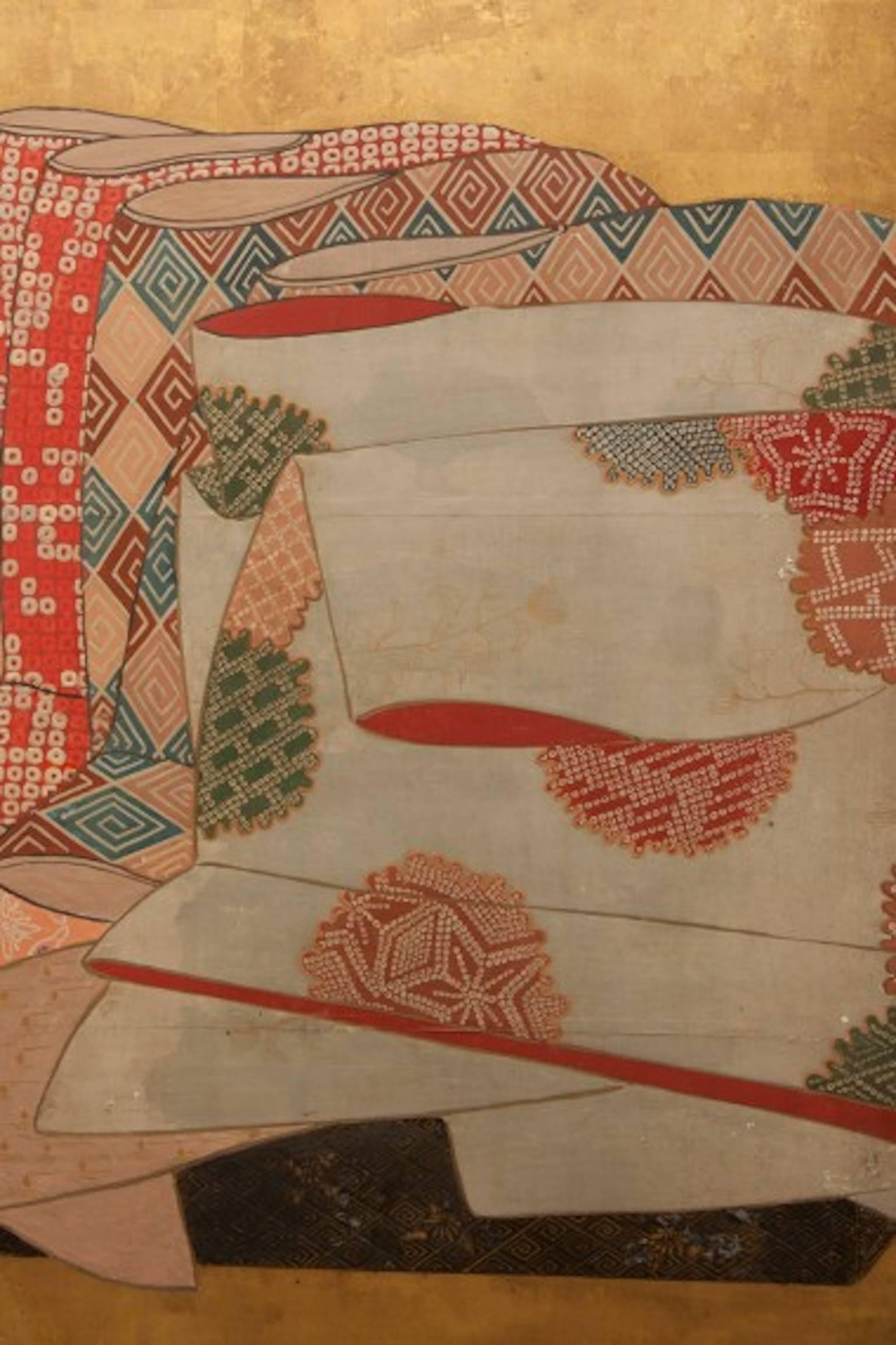 Hand-Painted Japanese Screen: Whose Sleeves? 