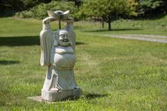 Chinese Stone Garden Sculpture of Welcoming, Happy Buddha