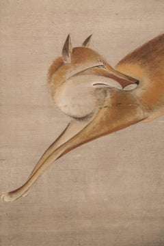 Japanese Four-Panel Screen, Fox and Moon Design
