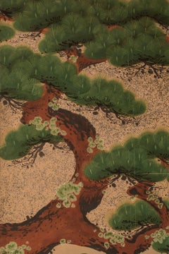 Japanese Six Panel Screen, "Amorous Pheasants in Venerable Garden Pine"