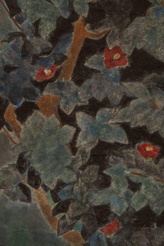 Japanese Single Panel Painting of a Camillia Tree