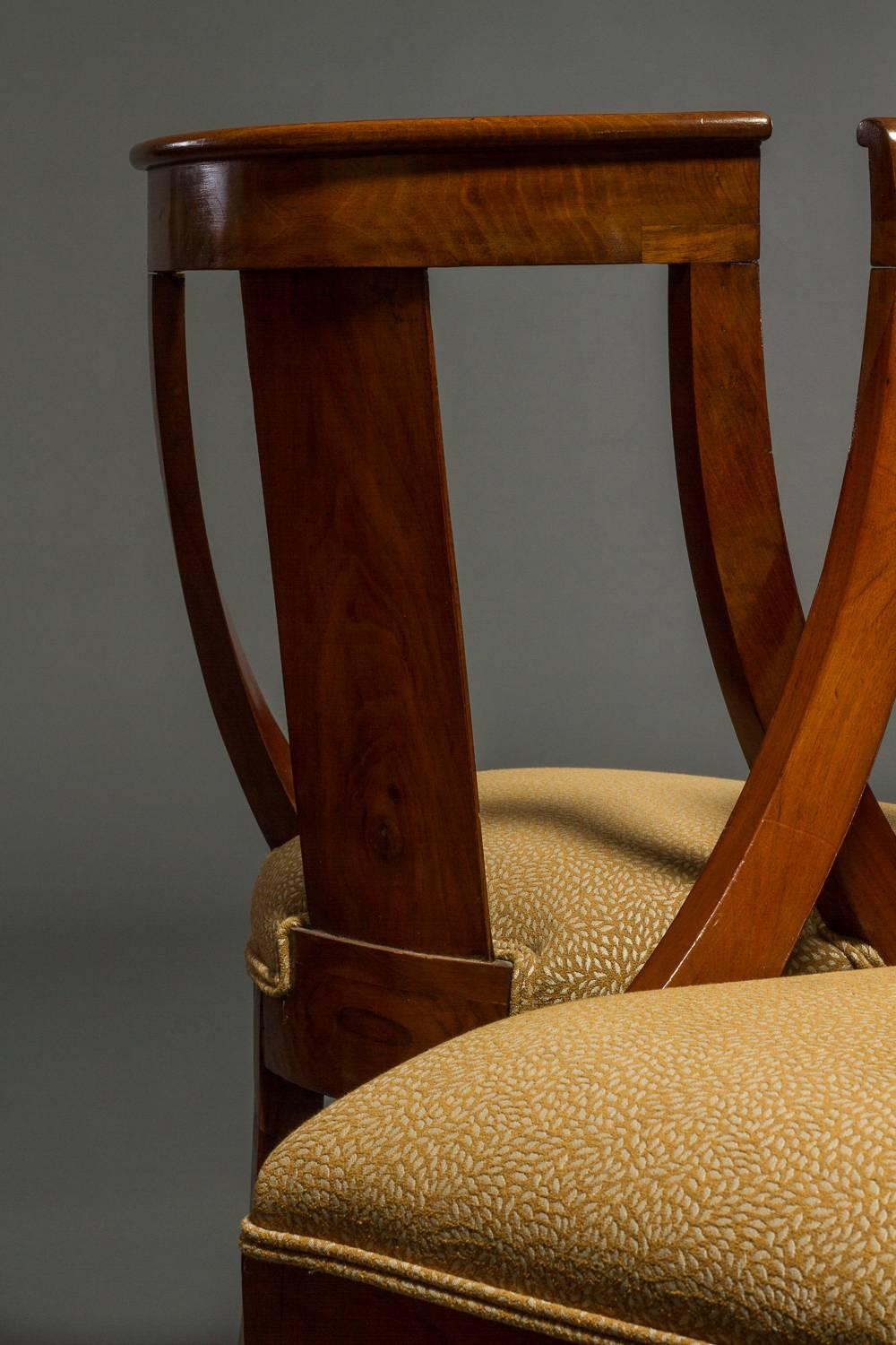 Burl Set of Four Biedermeier Chairs