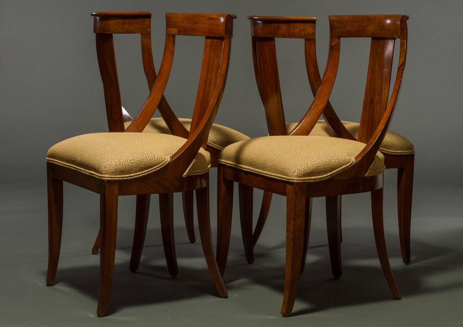 Set of four Biedermeier chairs.