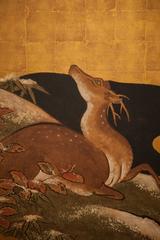 Japanese Screen Deer in Autumn Landscape
