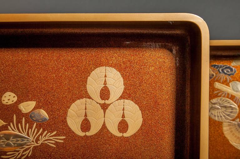Japanese Stacking Nashiji Lacquer Trays at 1stDibs