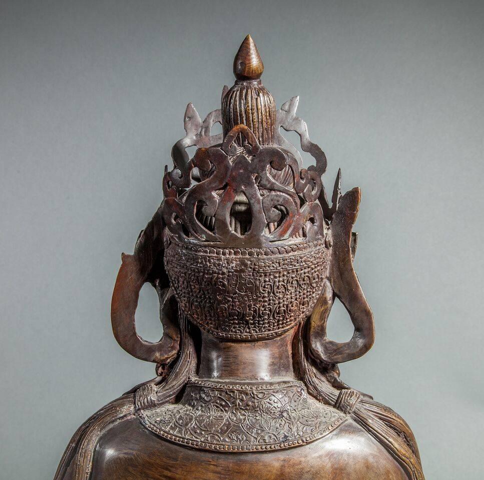 Chinese Bronze Sculpture of a Seated Buddha In Good Condition In Hudson, NY