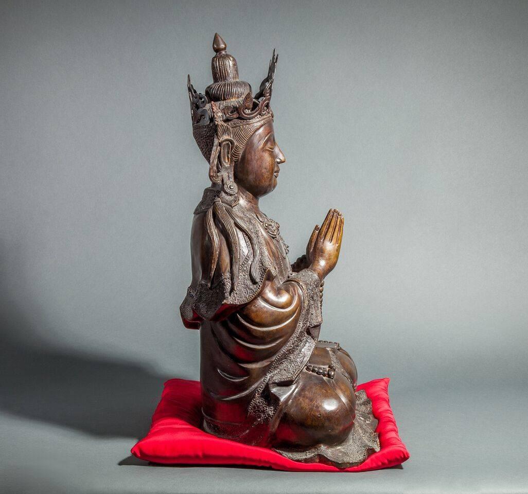 Chinese Bronze Sculpture of a Seated Buddha (does not come with pillow.)