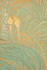 Japanese Screen Tropical Birds in a Grove of Palm Trees