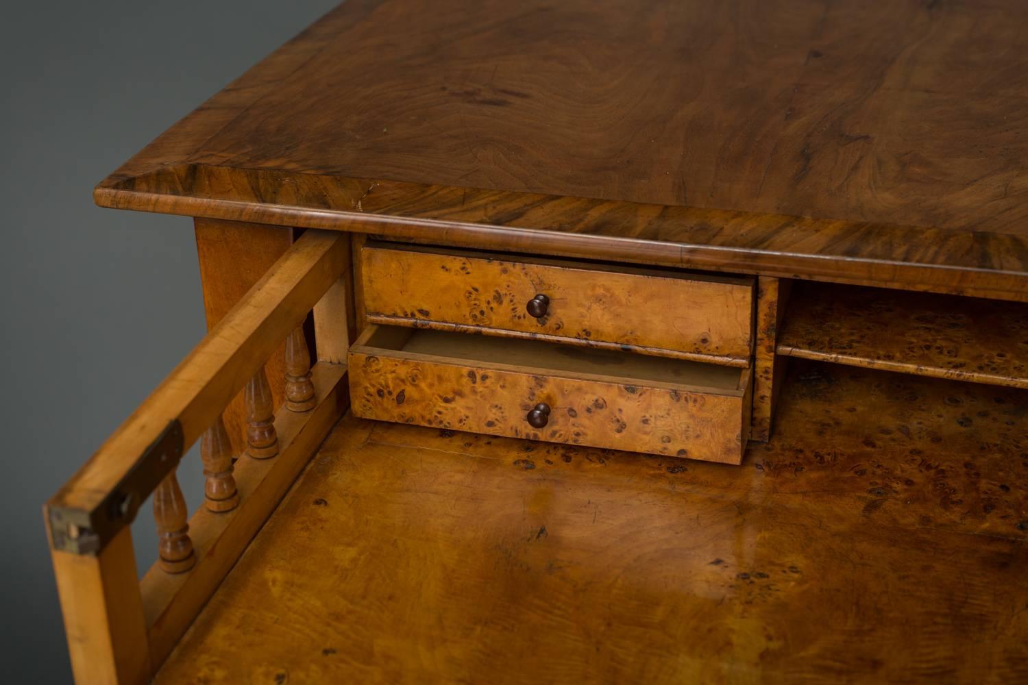 Biedermeier Walnut Secretary In Good Condition For Sale In Hudson, NY