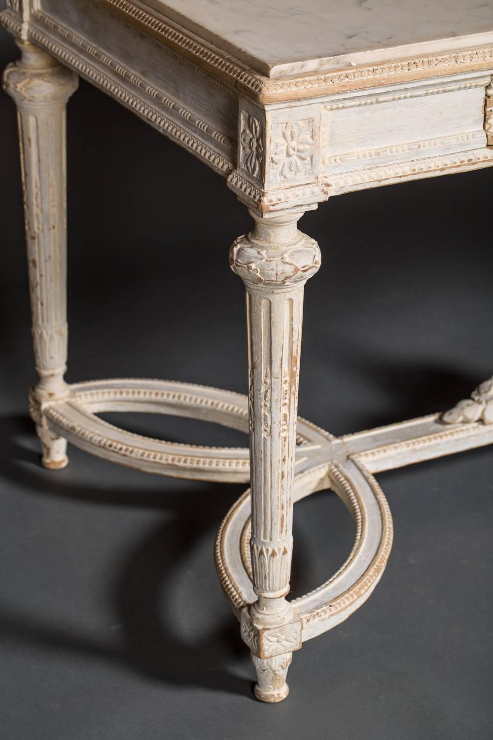 19th Century French Marble and Wood Center Table For Sale