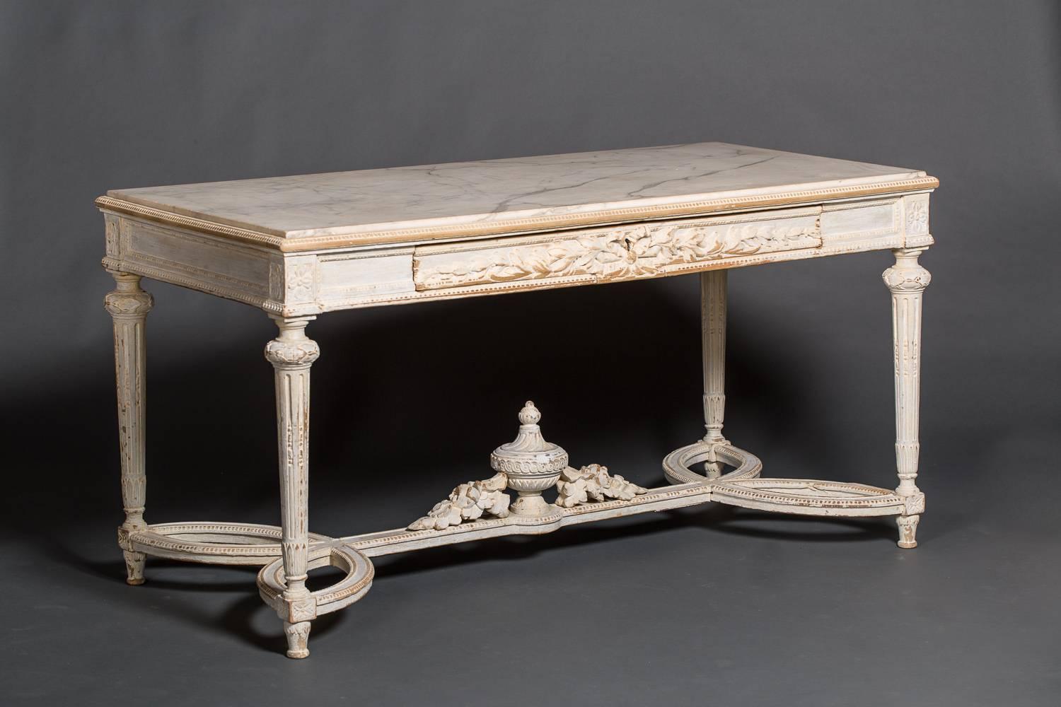 French marble and wood center table.
Louis XVI style.