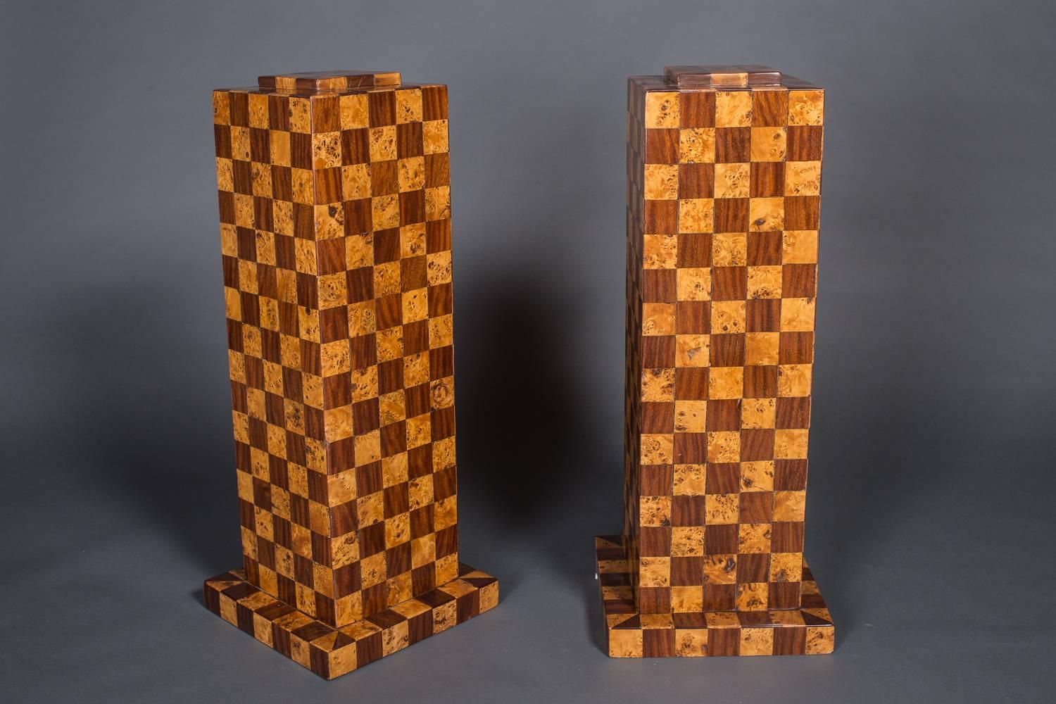 Pair of Italian checker pedestals.
