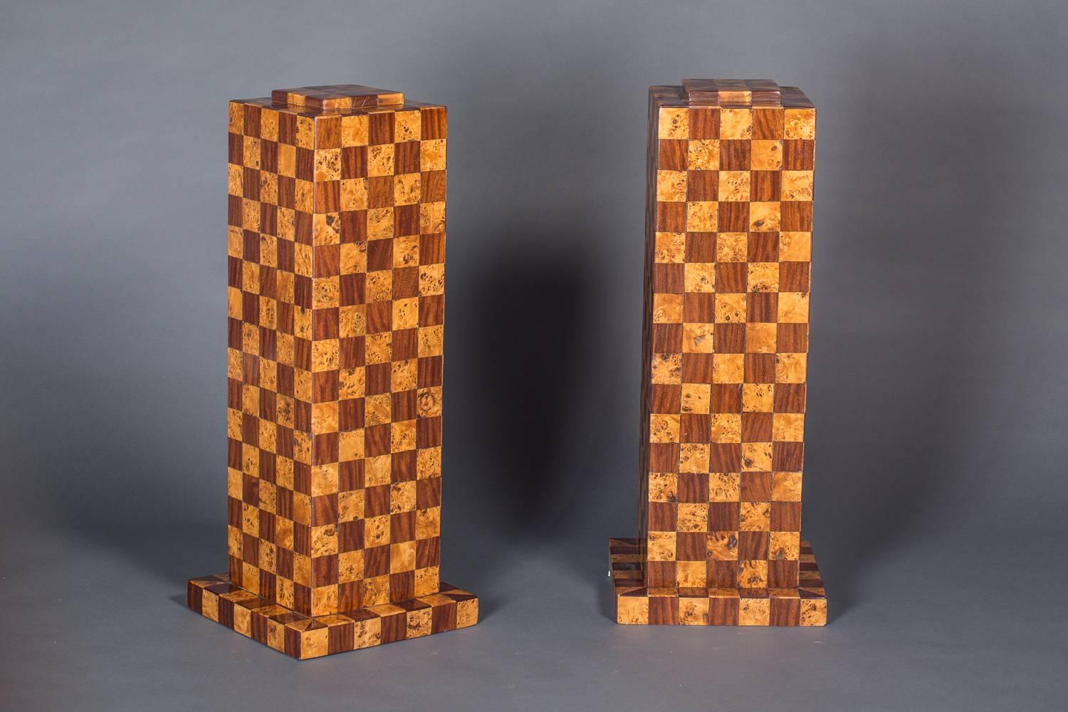 20th Century Pair of Italian Checker Pedestals