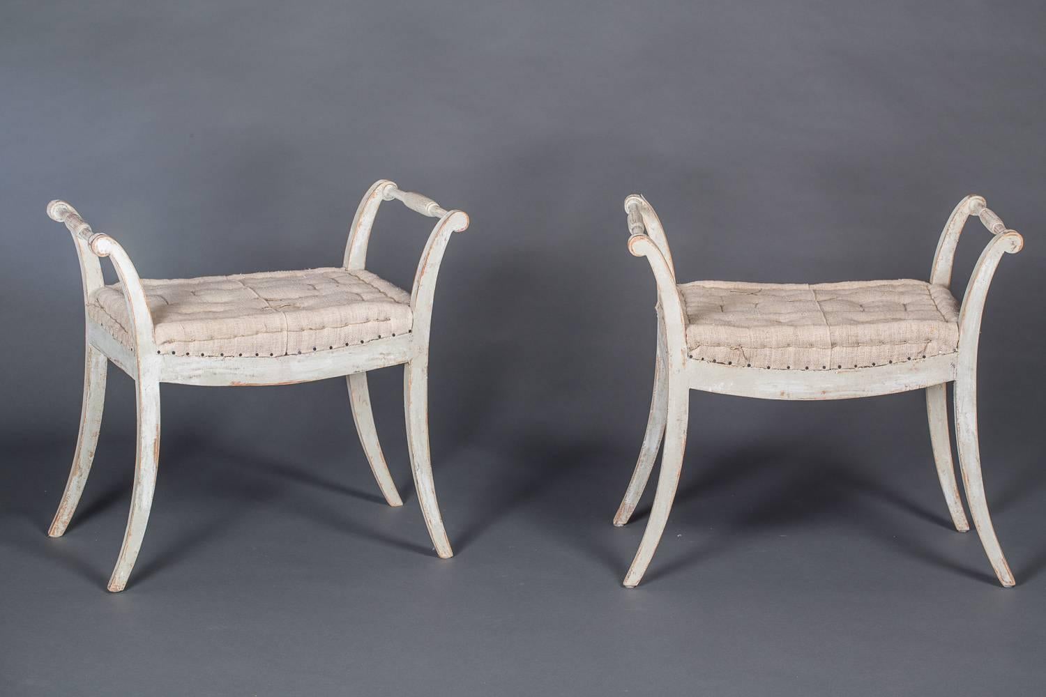 Pair of Karl Johann stools.