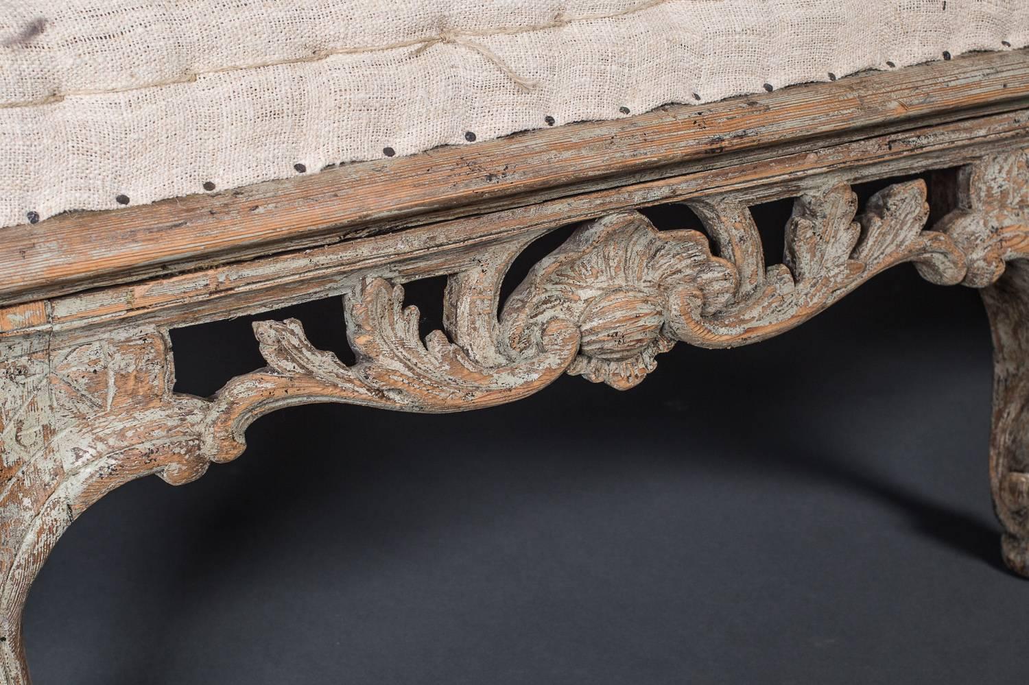 Swedish Large Rococo Bench