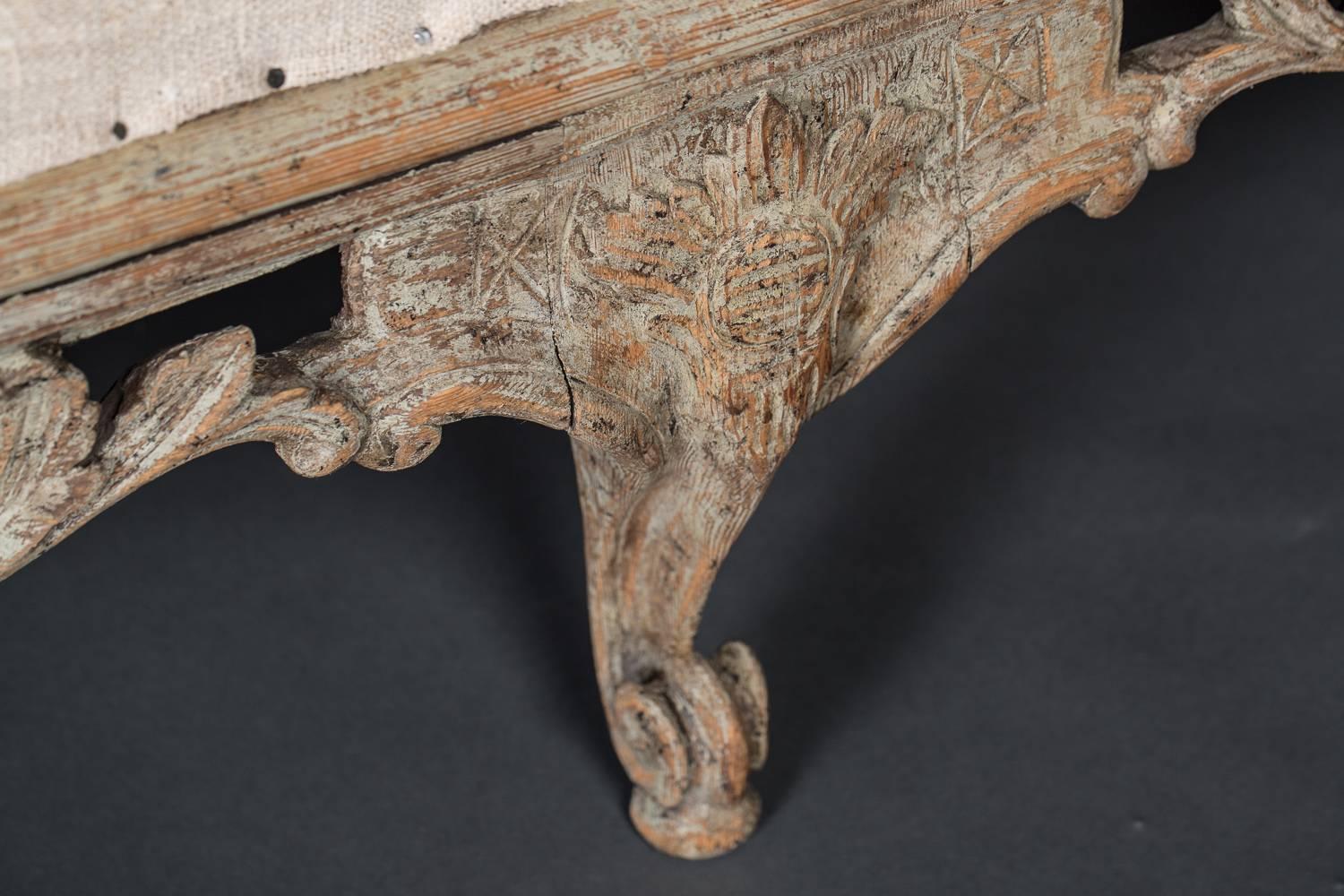 18th Century Large Rococo Bench