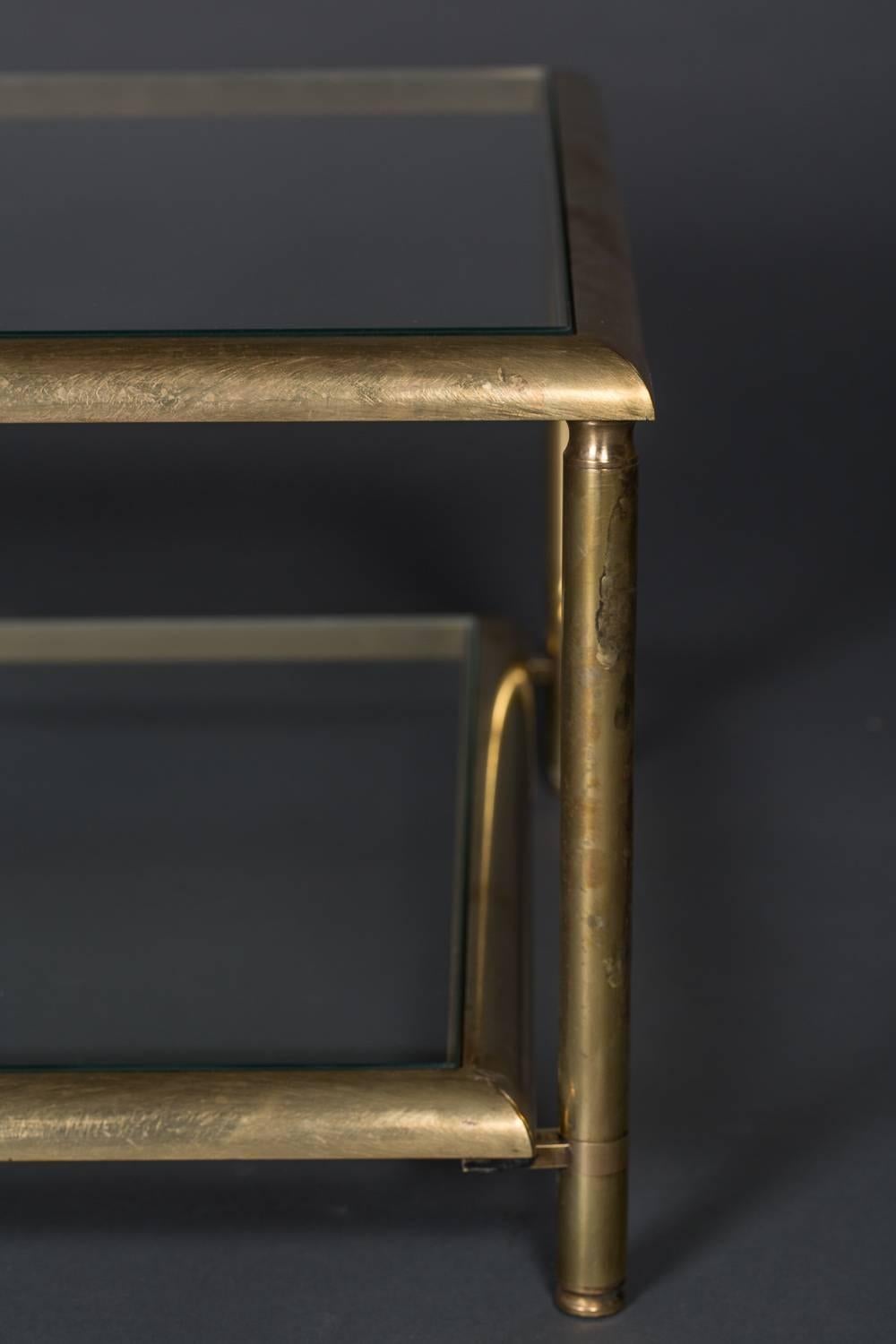 French Brass Two-Tier Cocktail Table For Sale