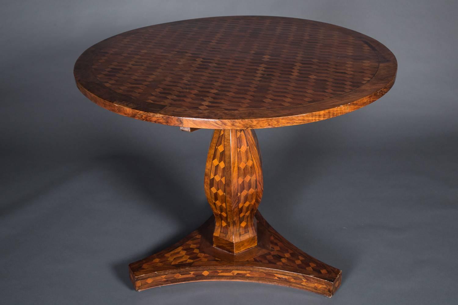 Continental marquetry centre table.