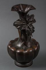 Japanese Bronze Vase with Iris