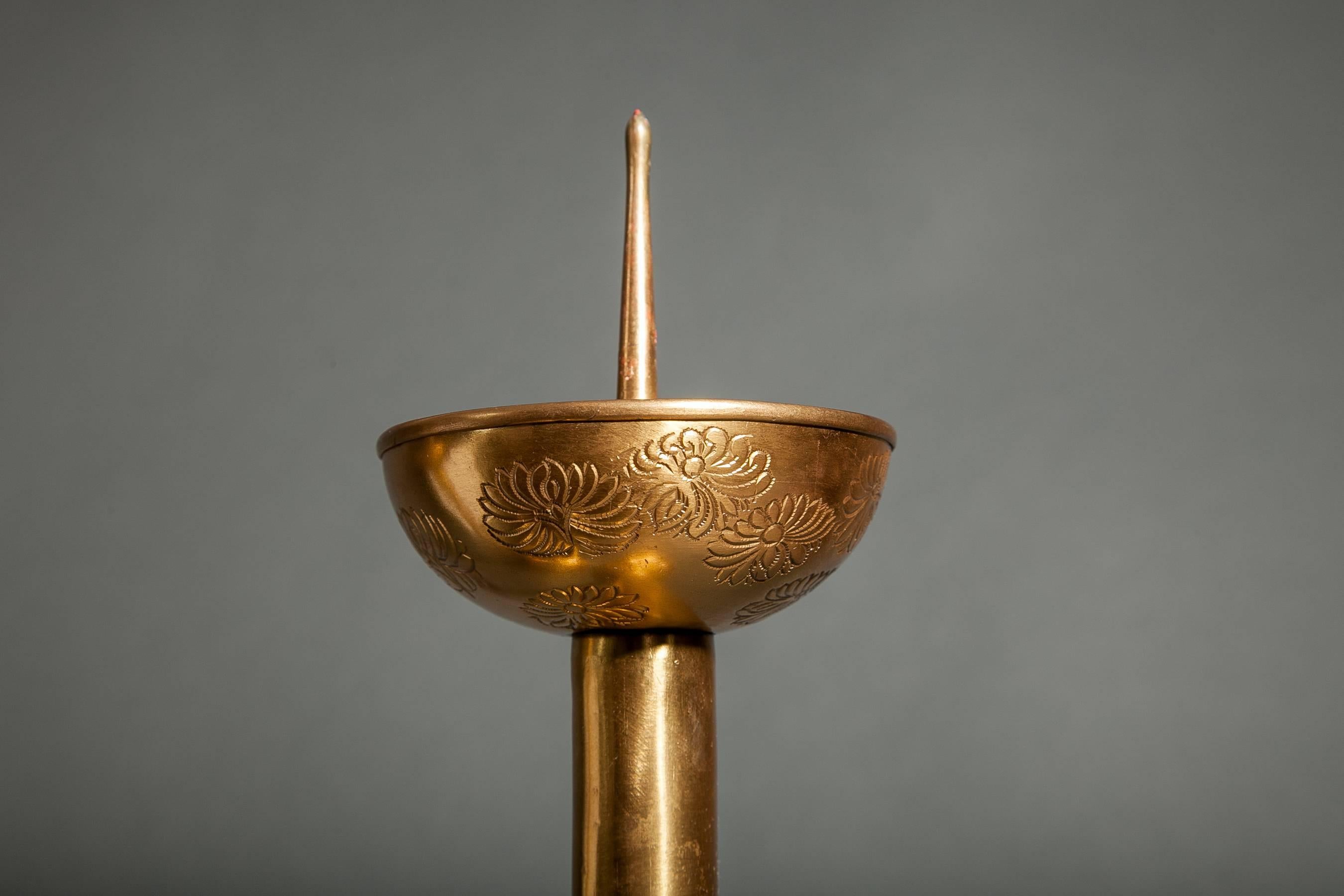 Pair of Gilded Bronze Candlesticks In Excellent Condition In Hudson, NY