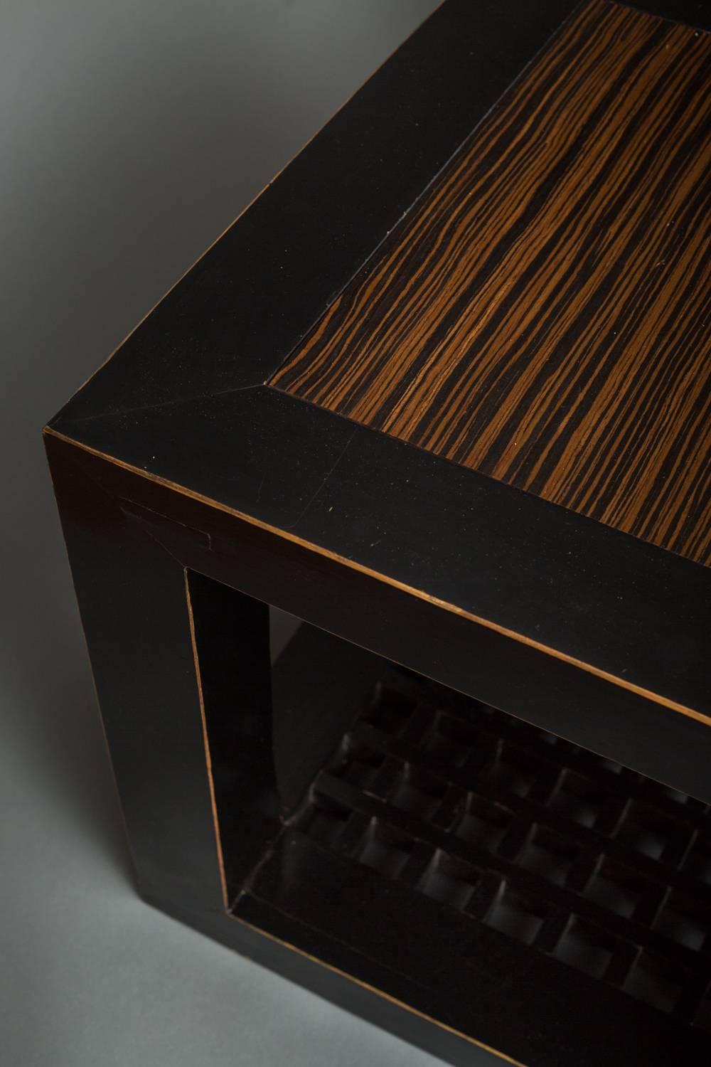 black lacquer side table