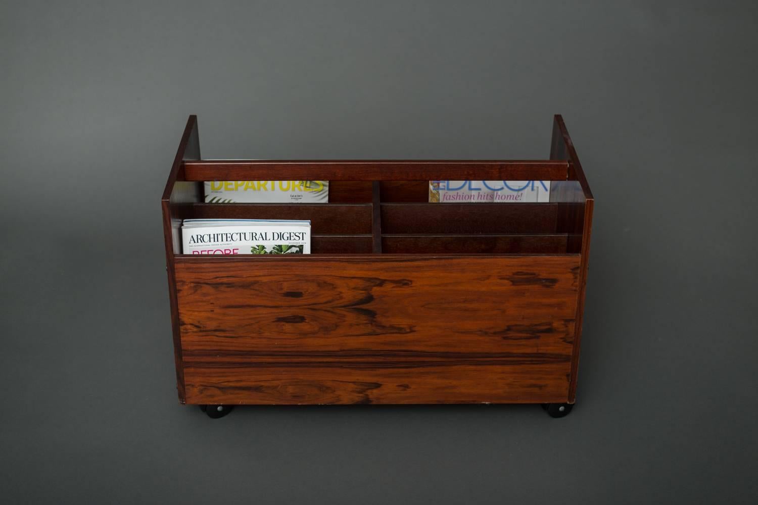 Scandinavian Modern Rosewood Veneered Magazine Rack For Sale 1