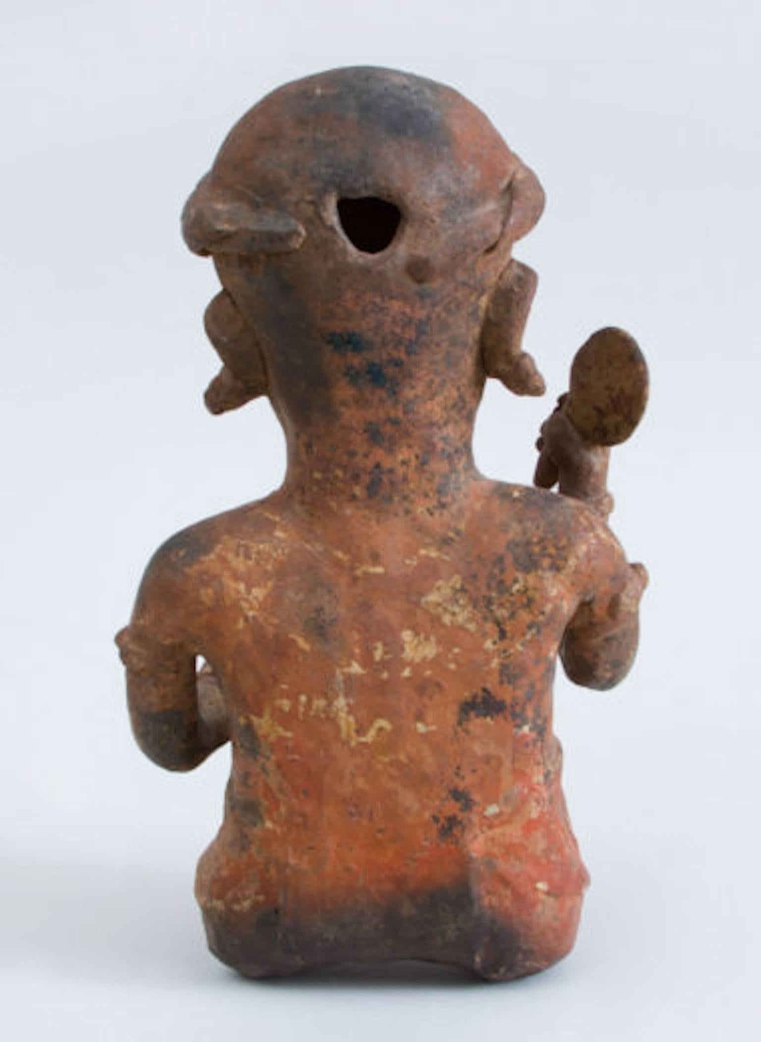 Mexican Painted Pottery Figure of a Seated Male