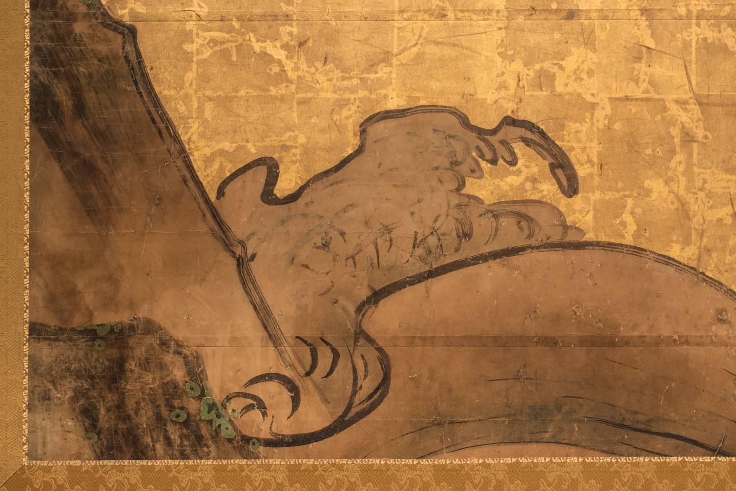 19th Century Japanese Two-Panel Screen 