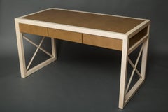 Pickled Oak and Leather Desk