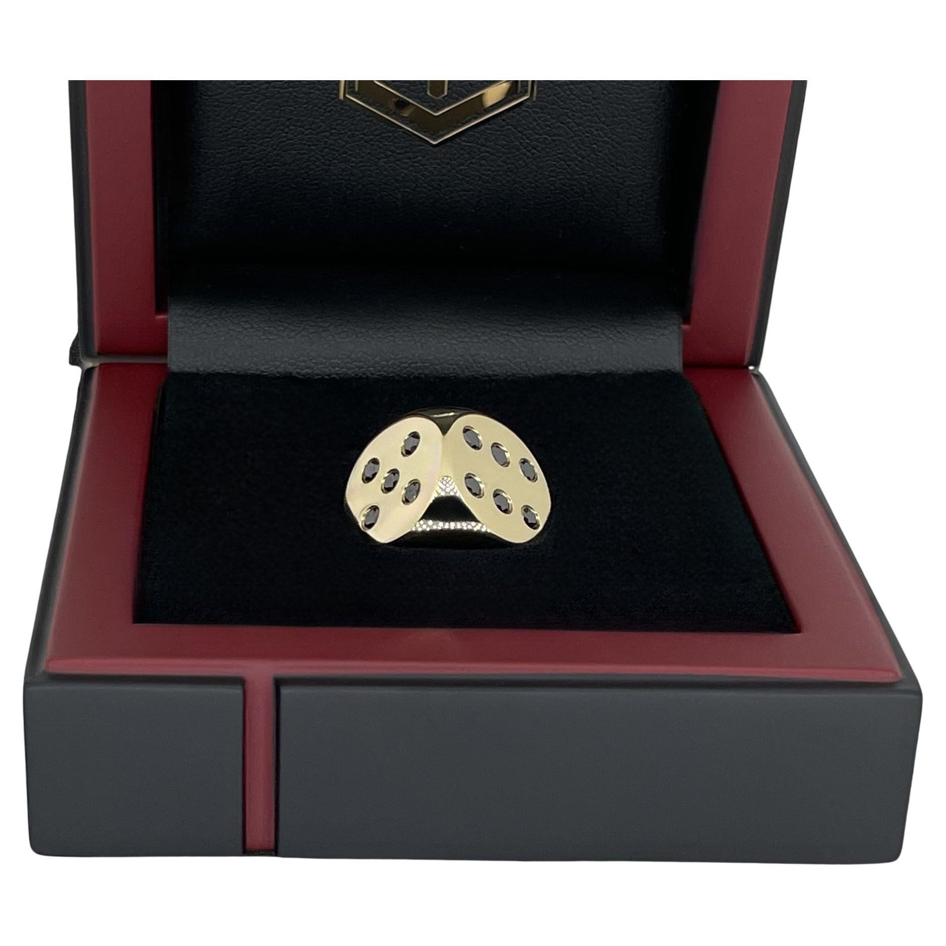 Würfel aus Gold, 18K, massiv, 21 schwarze Diamanten, Zertifikat, Made in Germany (Deutsch) im Angebot