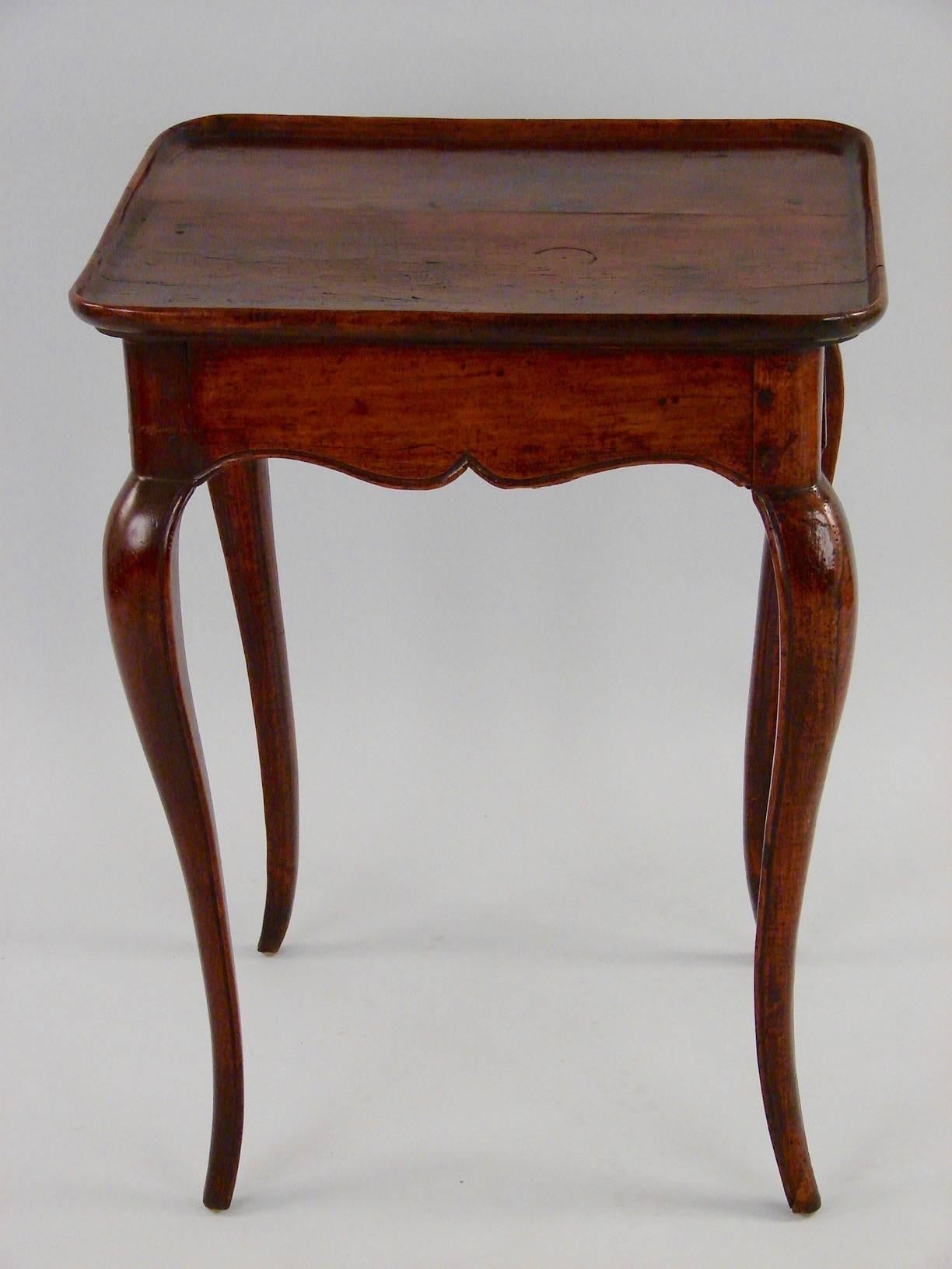 French Louis XV Walnut Dish Top Table with Drawer