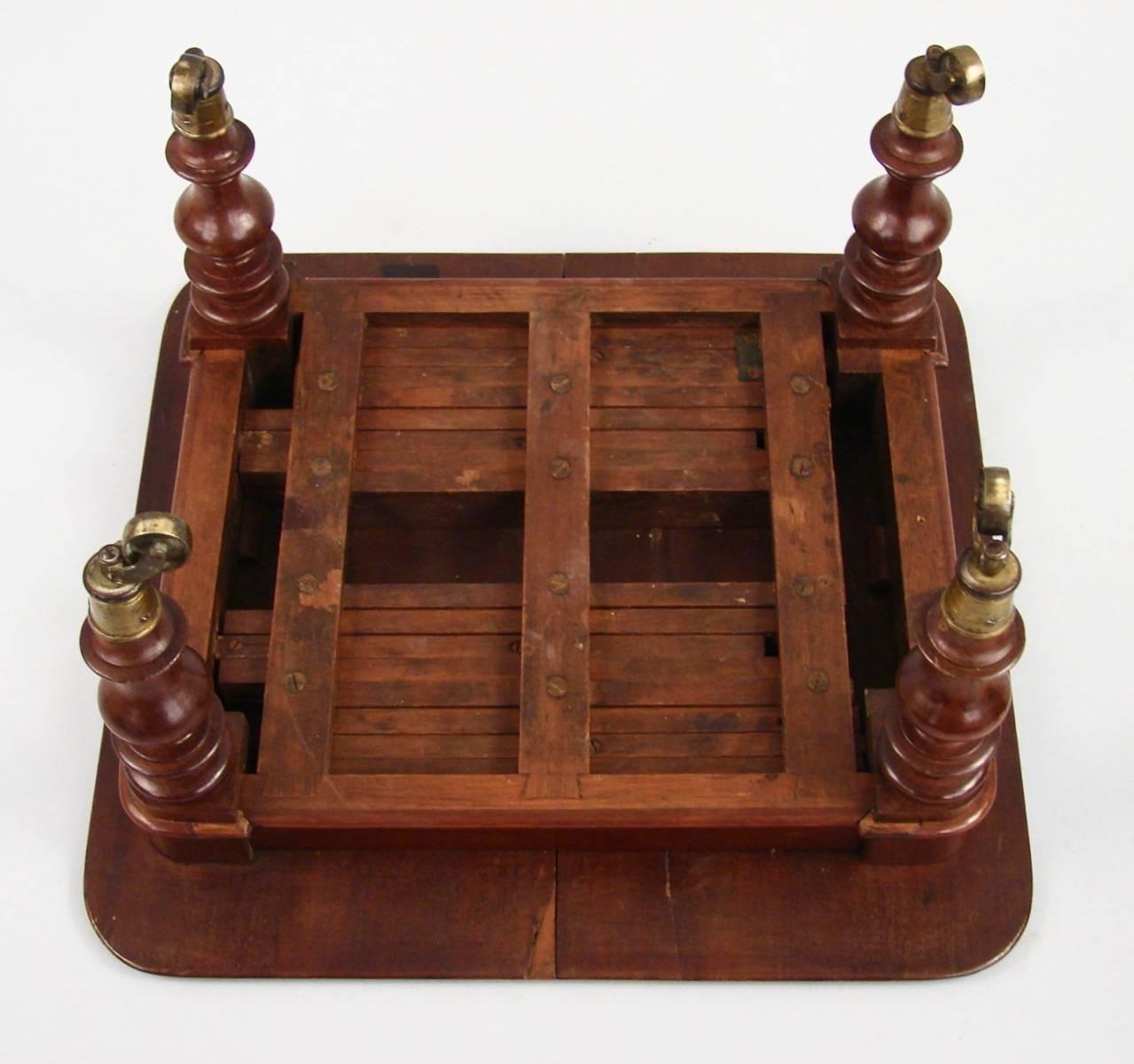 Brass Salesman's Sample Victorian Mahogany Extension Table with Leaves