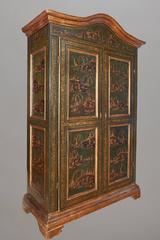 Spectacular French 18th Century Green Japanned Armoire