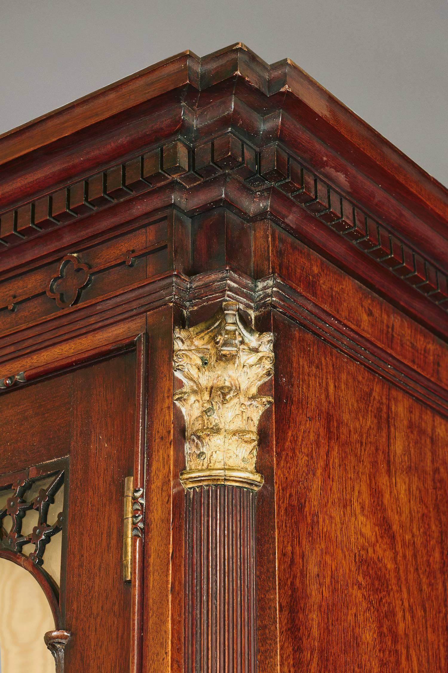 Fine George III Mahogany Brass-Mounted Bureau Bookcase 2